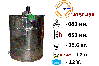 Медогонка 4-х рамочная поворотная нержавеющая AISI 430 с эл. приводом 12В