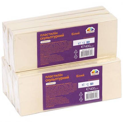 Пластилін скульптурний 400г "Творчість" білий "Гамма" KNZ, фото 1