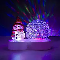 Новогодний светильник проектор "Снеговик" Christmas Light AT-W168 / Светодиодный диско шар