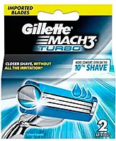 Кассеты для бритья Gillette Mach3 Turbo 2шт. Оригинал (лезвия мач 3 турбо) картриджи мак3 турбо