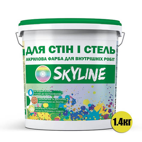 Фарба акрилова водоемульсійна Для Стін та Стель SkyLine 1,4 кг, фото 3