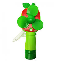Детский Вентилятор ручной "Фрукты" MK 4546 брызгает водой 16 см (Зеленый)