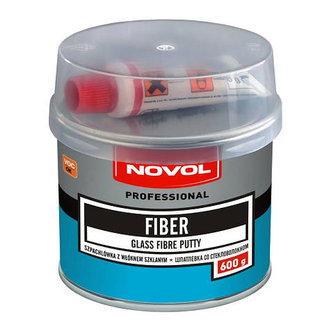 Шпаклівка автомобільна зі скловолокном Novol FIBER 0.6 кг, фото 1