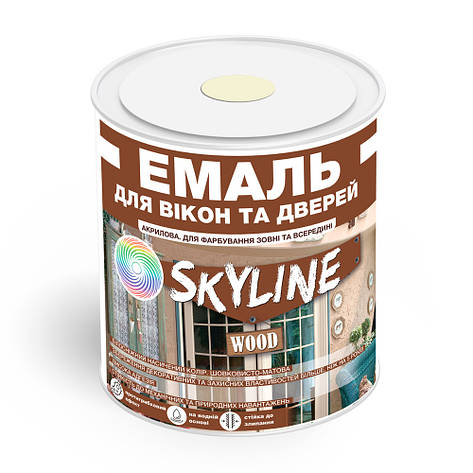 Емаль акрилова Для Вікон та Дверей SkyLine Wood Слонова кістка RAL 1015 0.75 л, фото 1