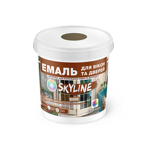 Емаль акрилова Для Вікон та Дверей SkyLine Wood Жовто-коричнева RAL 8008 0.4 л, фото 1