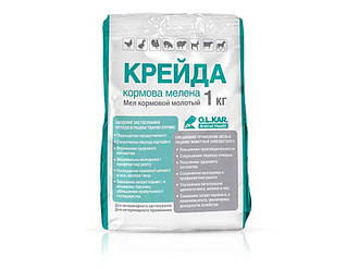 Крейда кормова для тварин (кур/свиней/телят) (мелена) 1 кг ТМ O.L.KAR BP