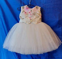 Нарядное бальное детское платье 1,5-3 года "Цветочек" Опт Белое