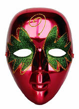 Маска венеціанська червона з жіночим обличчям на зав’язках