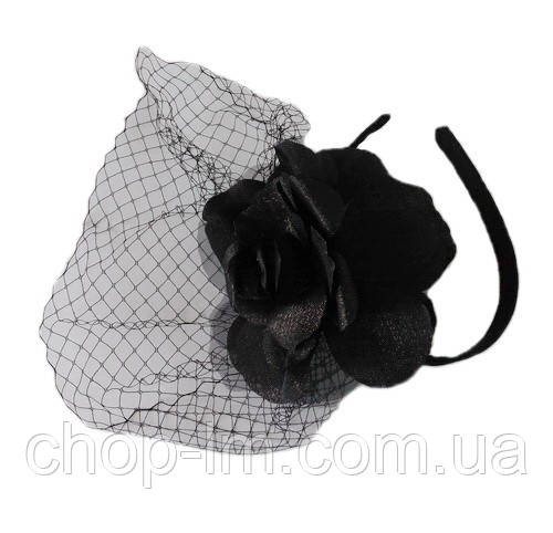 Вуалетка на обручі "Чорна троянда"