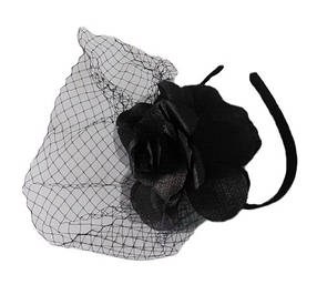 Вуалетка на обручі "Чорна троянда", фото 1