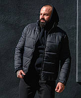 Зимняя мужсская куртка черная Зимняя дутая куртка без капюшона