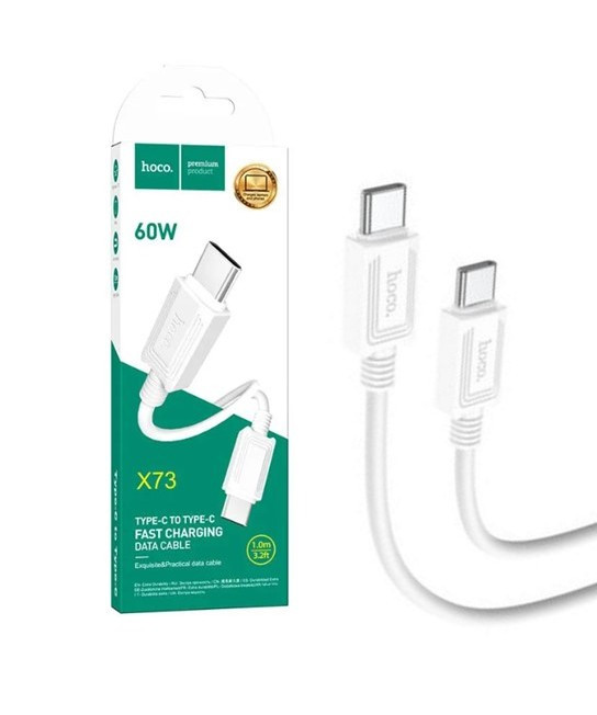 Кабель зарядки HOCO X73 Type-C - Type-C White, фото 1