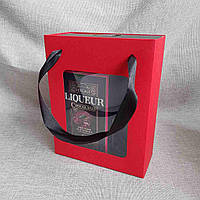 Коробка с пакетом подарочная красная упаковка 210х160х70 мм. с пакетом