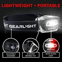 Налобний водонепроницаемый фонарь с красным светом GearLight (импорт США)