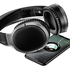 Навушники безпровідні накладні з мікрофоном USAMS YN001 Wireless Noise Чорний/ Сріблястий (TDLYEJ01), фото 3
