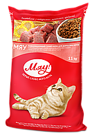 МЯУ полнорационный сухой корм для взрослых котов с печенью 11 кг