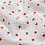 Двошаровий жатий муслін "Різносторонні червоні сердечка на фоні айворі", ширина 135 см, фото 3