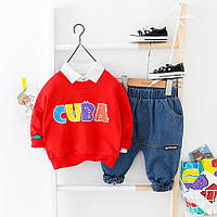 Костюм Куба красный, детский костюмчик кофточка и джинсы.
