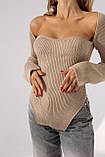 В'язана жіноча кофта з вирізом на грудях, фото 5