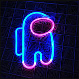 Настінний неоновий світильник нічник Among us синьо розовий, фото 2