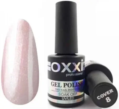 Камуфлювальна база Oxxi Professional Cover Base No 8 (рожева з шимером), 10 мл