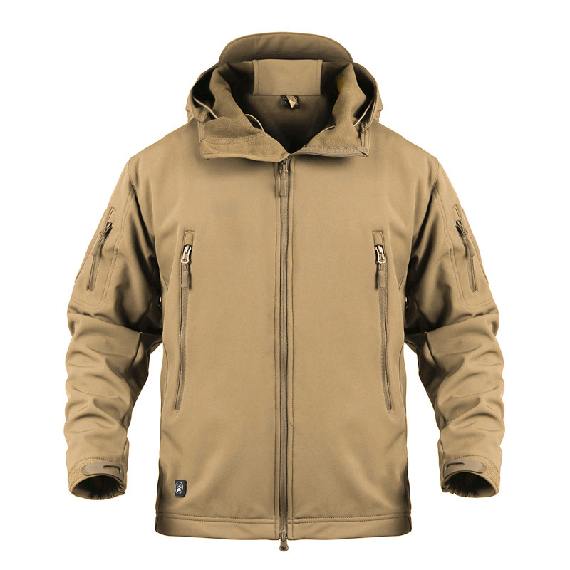 Тактична куртка Pave Hawk PLY-6 Sand Khaki L чоловіча армійська з капюшоном і кишенями на рукавах 45 шт.