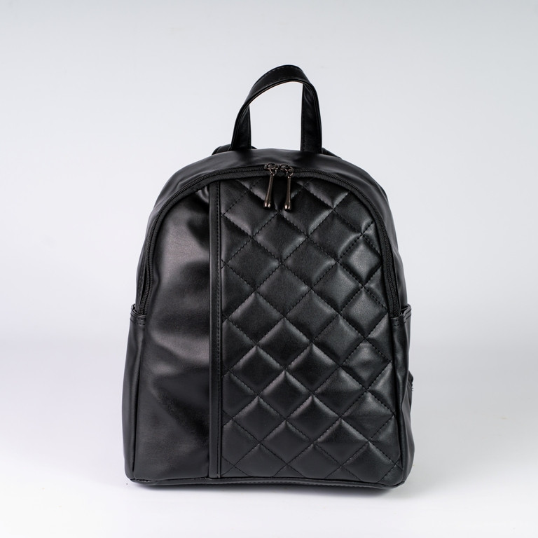 Жіночий міський рюкзак чорного кольору через плече з екошкіри чорний молодіжний місткий рюкзак портфель