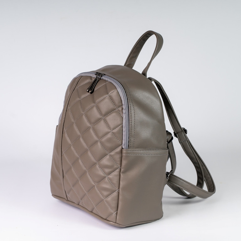 Коричневый женский рюкзак Ксения на молнии, Молодежный городской рюкзак портфель А4 коричневого цвета на плечо - фото 2 - id-p346401914