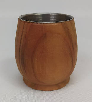 Чарка дерев'яна з нержавіючою вставкою 50 мл | Черешня | Ручна робота | Натуральна деревина