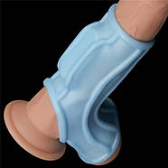 Vibrating Ridge Knights Ring with Scrotum Sleeve (Blue) | Puls69, фото 3