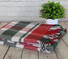 Вовняний плед двухспальний червоний 200х220 Вовна Нова Зеландії 70%