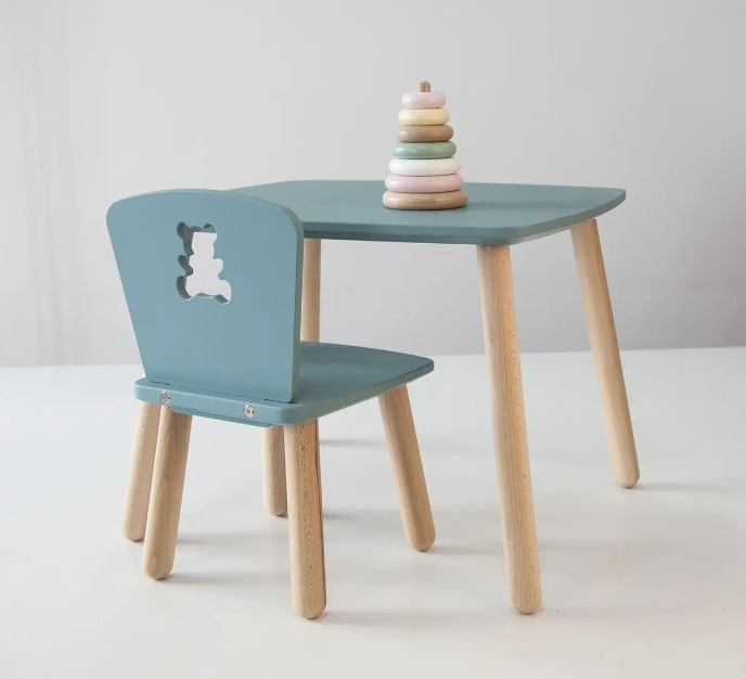 Стол и стул детские комплект | стол и стул 2 - 4 года, серо - зеленый ...