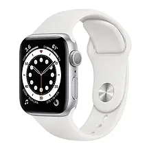 Смарт-годинник Apple Watch Series 6 44mm Silver Aluminium Case with White Sport Band (M00D3)