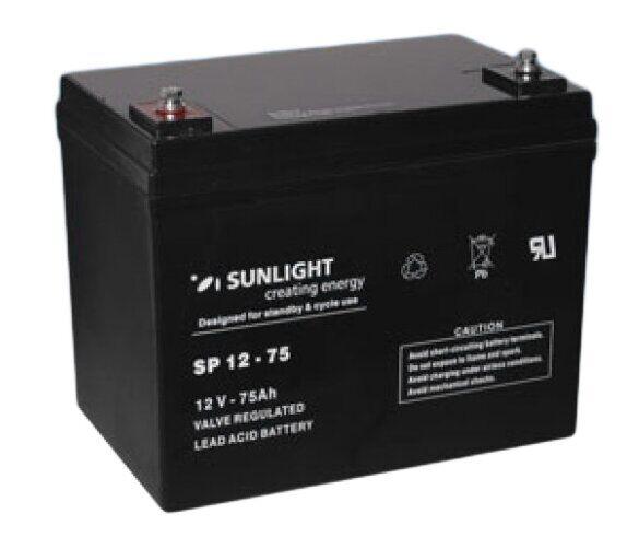 Стаціонарний акумулятор для будинку 12V 75Ah AGM SUNLIGHT AF (Серія S) 12-75, фото 1