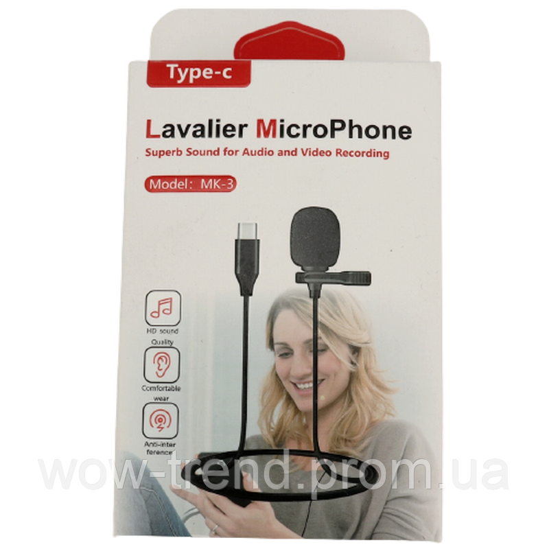 Петличный микрофон Media Microphone DM Type-C MK-3 петличка черный - фото 2 - id-p1716878065