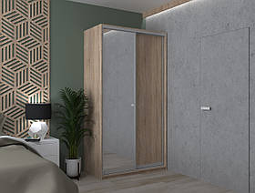 Шафа купе з дзеркалом 120х45х225. Шафа-купе в передпокій, кімнату, Сіті Лайт Doros Дуб сонома 1 ДСП / 1 Дзеркало