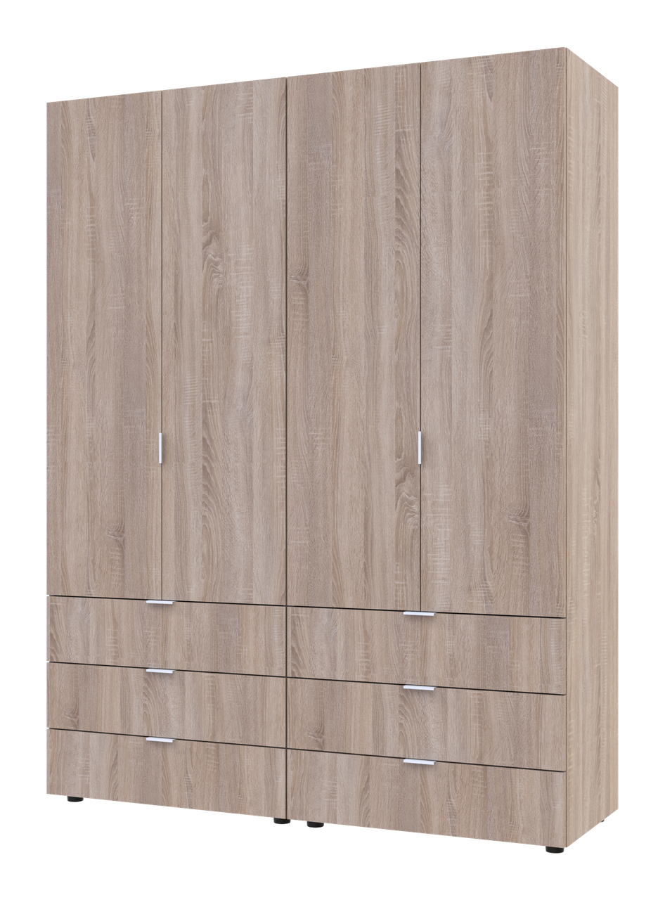 Шафа розпашна для одягу 155х49,5х203,4. Шафа без дзеркал Гелар комплект Doros Сонома 2+2 ДСП, фото 1