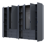 Шафа розпашна для одягу 271,2х49,5х203,4. Шафа без дзеркал Гелар комплект Doros Графіт 3+4 ДСП, фото 3