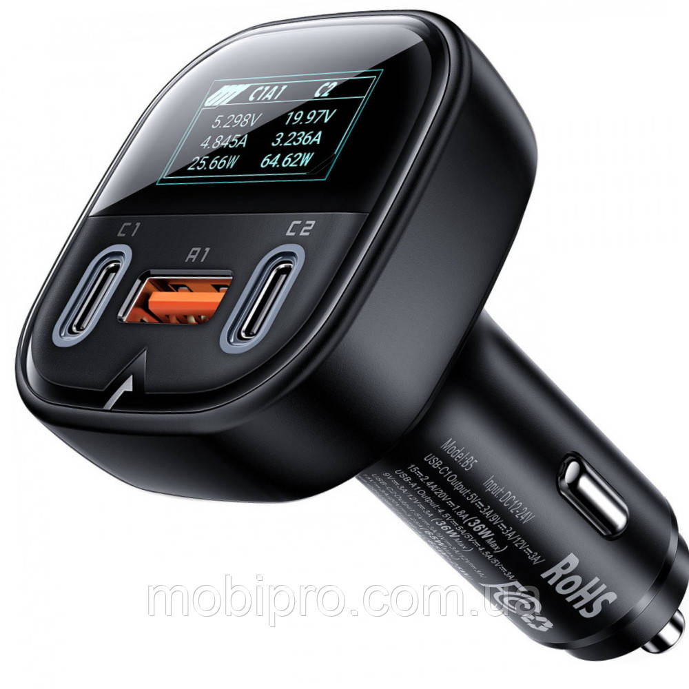 Автомобильное зарядное устройство AceFast B5 101W smart display. Мощная ...