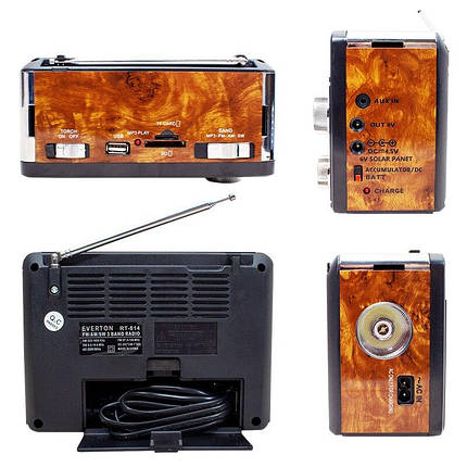 Портативне радіо Everton RT-814 Solar Panelli Phanariot акумуляторна USB-SD-FM, фото 2