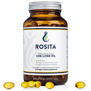 Rosita Extra Virgin Cod Liver Oil/олія печінки тріски холодного пресування 90 капсул BX970