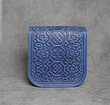 Шкіряна квадратна жіноча сумка, сумочка з тисненим орнаментом "Сварога", сумка через плече, фото 3