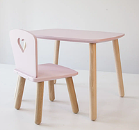 Комплект стіл стільці | набір стіл та  стілець дитячий 4 - 7 років, пудровий