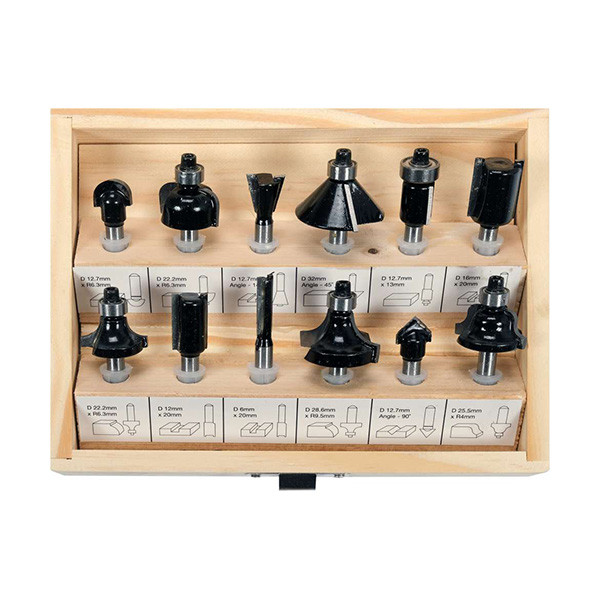 Набор фрез по дереву со шпинделем Ø=8 мм 12 шт. Vorel 22552 (Польша), фото 1