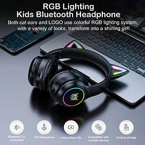 Навушники Bluetooth ONIKUMA Gaming CAT B90 Gaming CAT B90 з підсвічуванням, Black (N019330), фото 2