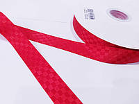 Лента атласная двухсторонняя декоративная " ШАХМАТКА" 2,5 см . Цена за 1 метр. Червона яскрава