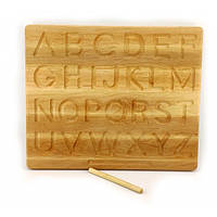 Английский алфавит, по системе монтессори (35*29*1,8см),массив ольхи,стилус-2шт,покрыт льняным масло