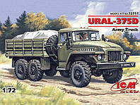 Урал 375Д , армейский грузовой автомобиль. Сборная модель в масштабе 1/72. ICM 72711