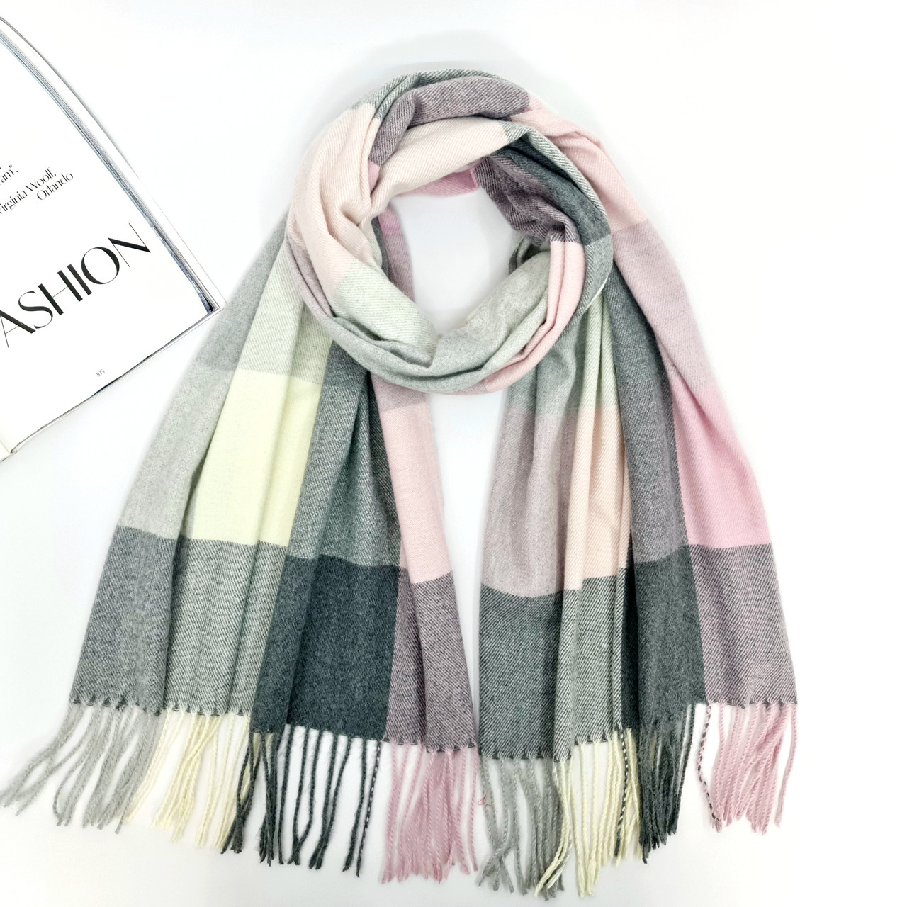 ШАРФ жіночий M&JJ СКАЙ сірий/рожевий 75х180 см (1035), фото 1