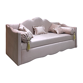 Дитячий диван для дівчинки MeBelle CHEVALIER 80х190 см з матрацом для щоденного сну, пудровий рожевий велюр